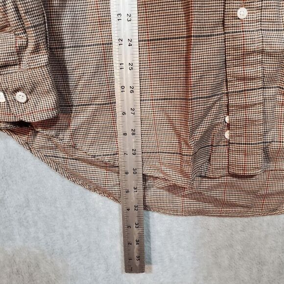 Vtg Tommy Hilfiger Shirt Mens Large Tan Plaid Golf Performace Collar Button Up - Picture 4 of 9